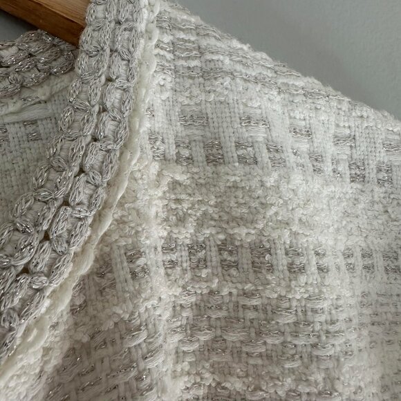 Talbots Metallic Stripe Textured Knit Open Front Cardigan Sweater - Petite Large - Picture 4 of 8